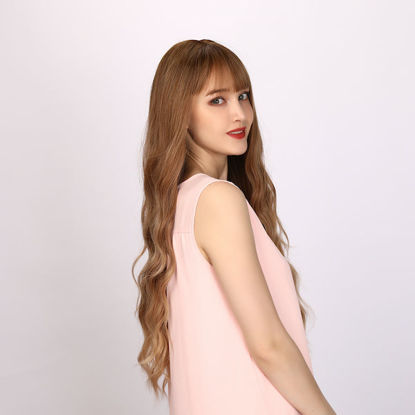 blonde and orange gradient wig, body wave wig, curly wig, 30 inch wig