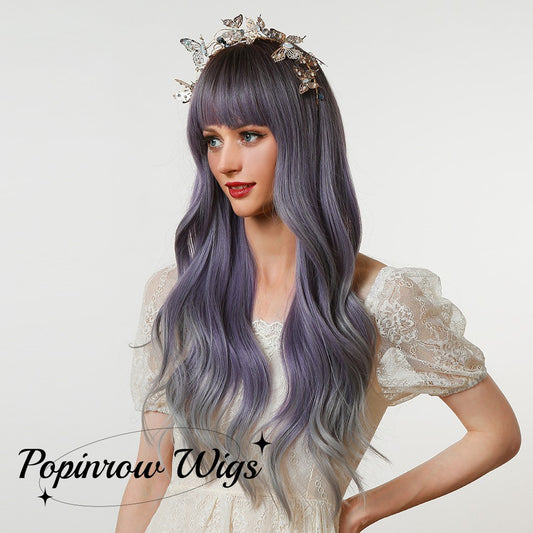 Purple Gradient Wig | Deep Wave Wig | Curly Wig | 28 inch Wig | SM6163 | Apn LAP