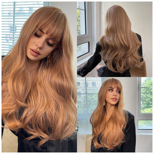 Long Brown with Bangs | Long Wave | 30 inch | apn Prtheus