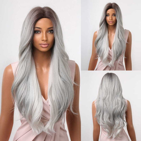 Color: gray gradient wig Style: body wave wig Length: 30 inch wig