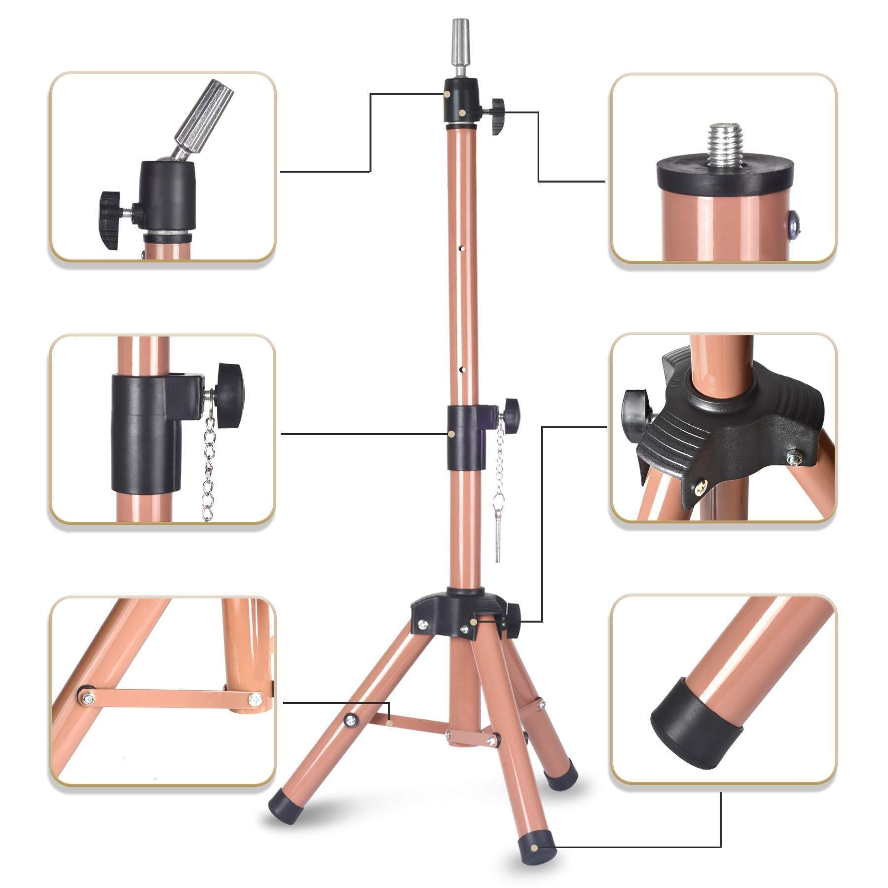 Heavy Duty Wig Stand Tripod - 55 Inch Mannequin Head Stand Wig Stand Tripod  with Head Wig Head Stand with Mannequin Head Adjustable Wig Tripod Stand