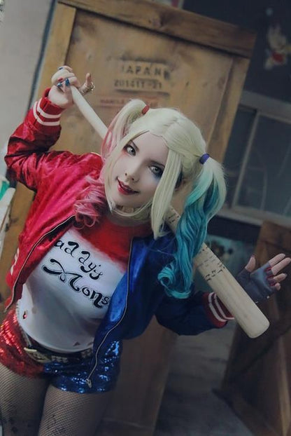 Suicide Squad Harley Quinn | Costume Wig | Pink & Blue | Twin Ponytail | TM Pop