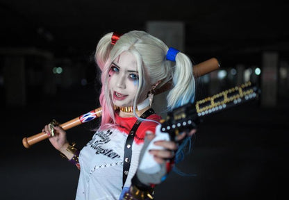 Suicide Squad Harley Quinn | Costume Wig | Pink & Blue | Twin Ponytail | TM Pop