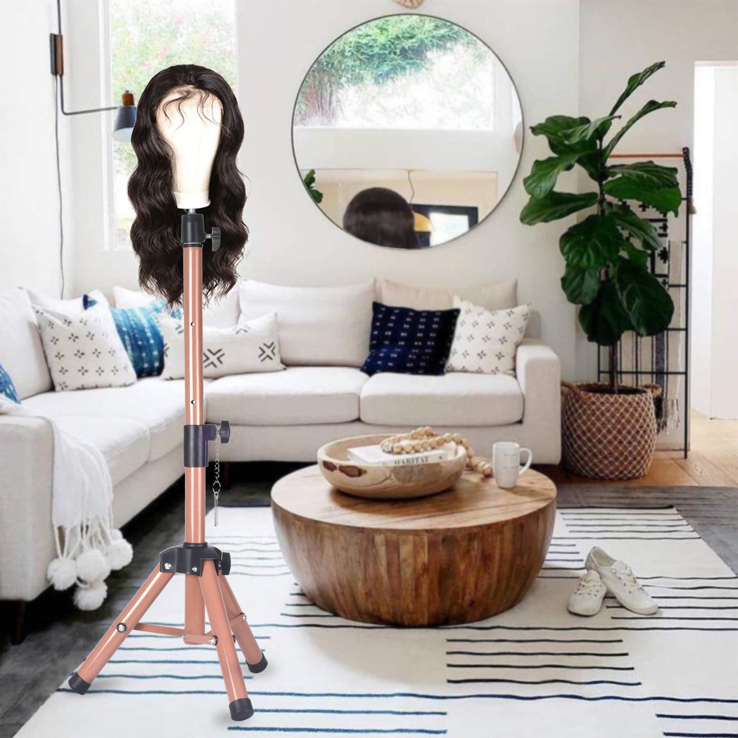 Wig Stand | Tripod Mannequin Head Stand | Adjustable Heavy Duty | 40 Inches | sanjiaojia | Apn Popinrow