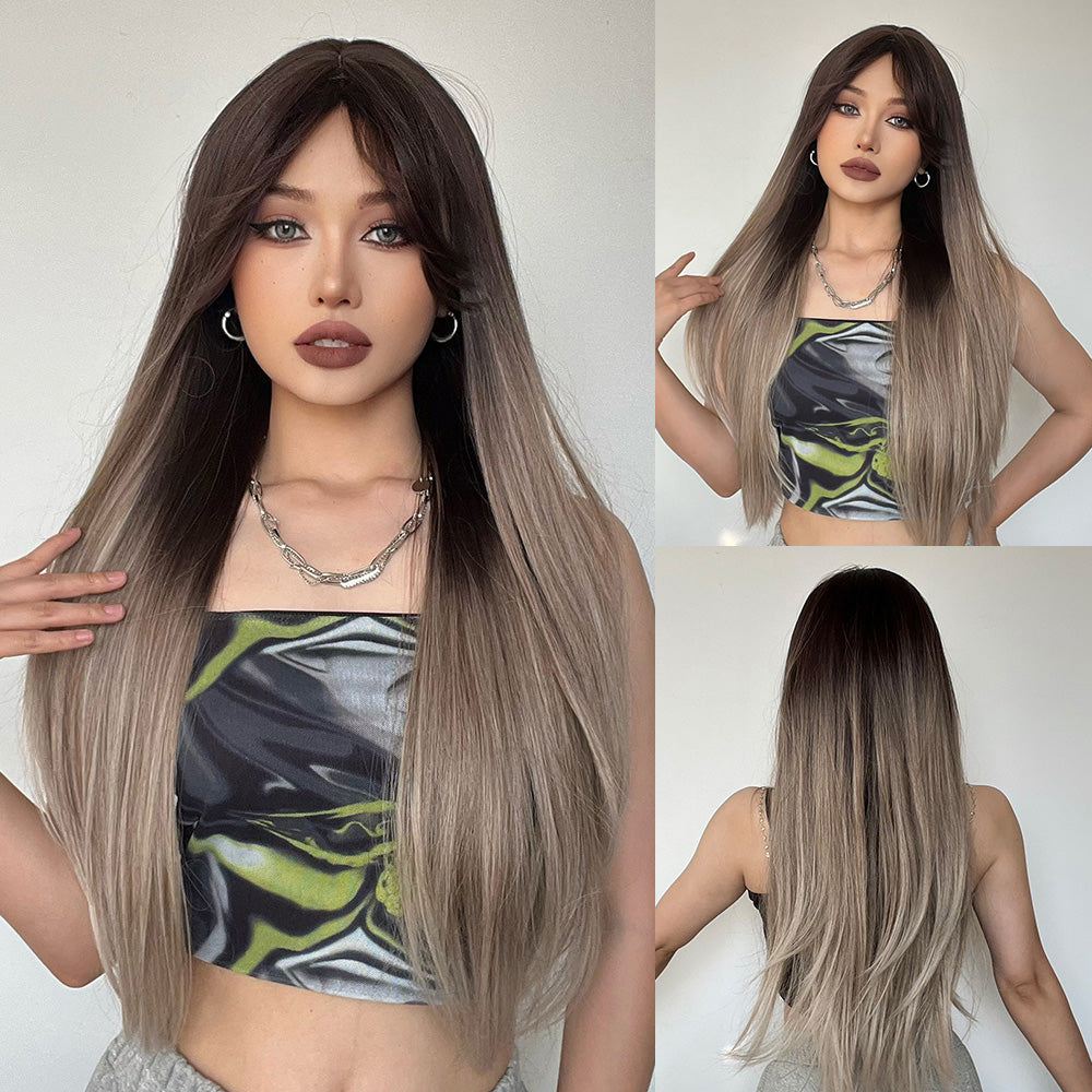 Alexis | Ombre Grey Women Hair | lLong Straight Hair | 28 inches| LC267 | Apn Popinrow